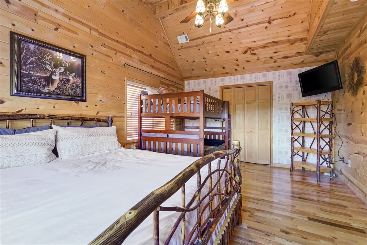 bedroom #3 with king bed and bunk full over full