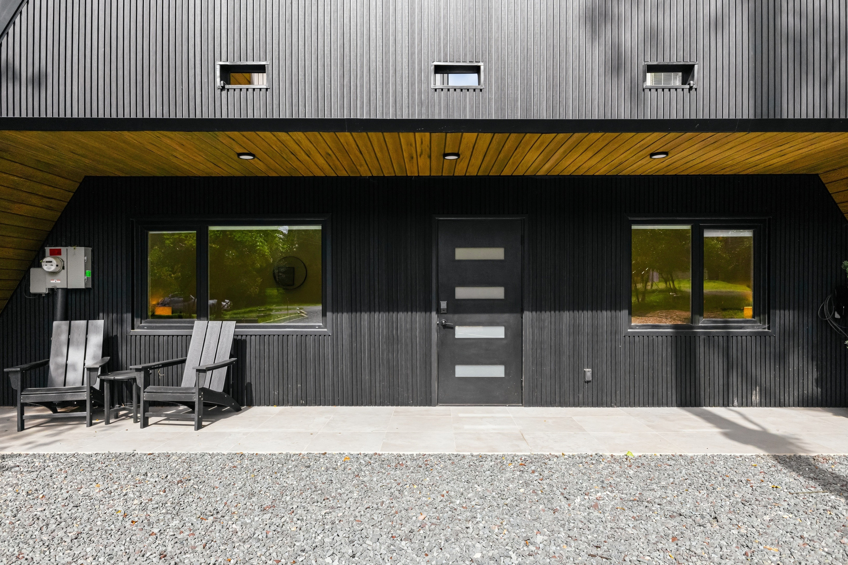 Stair free entrance with seating and EV charger