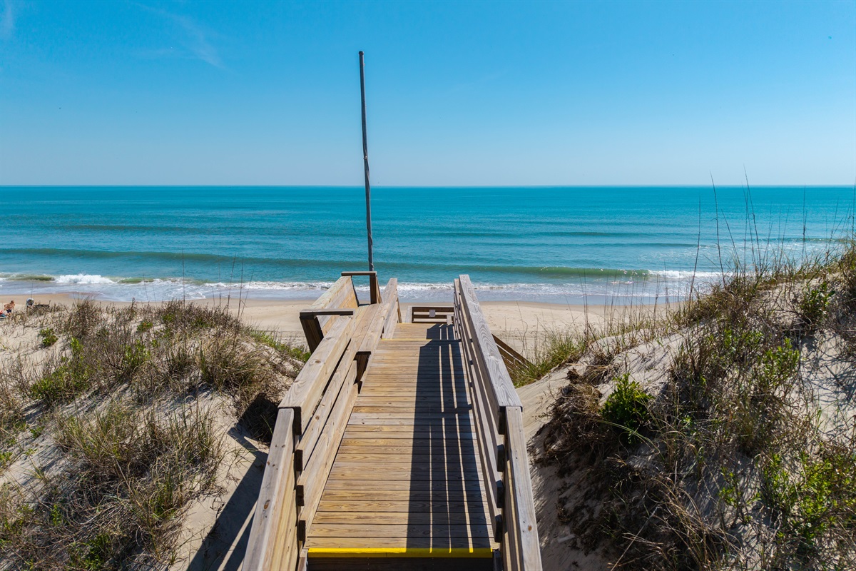 Private neighborhood beach walkway leading directly to Corolla’s beautiful shoreline.