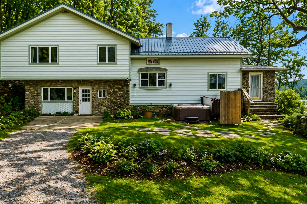 Front of the house with side yard access.
