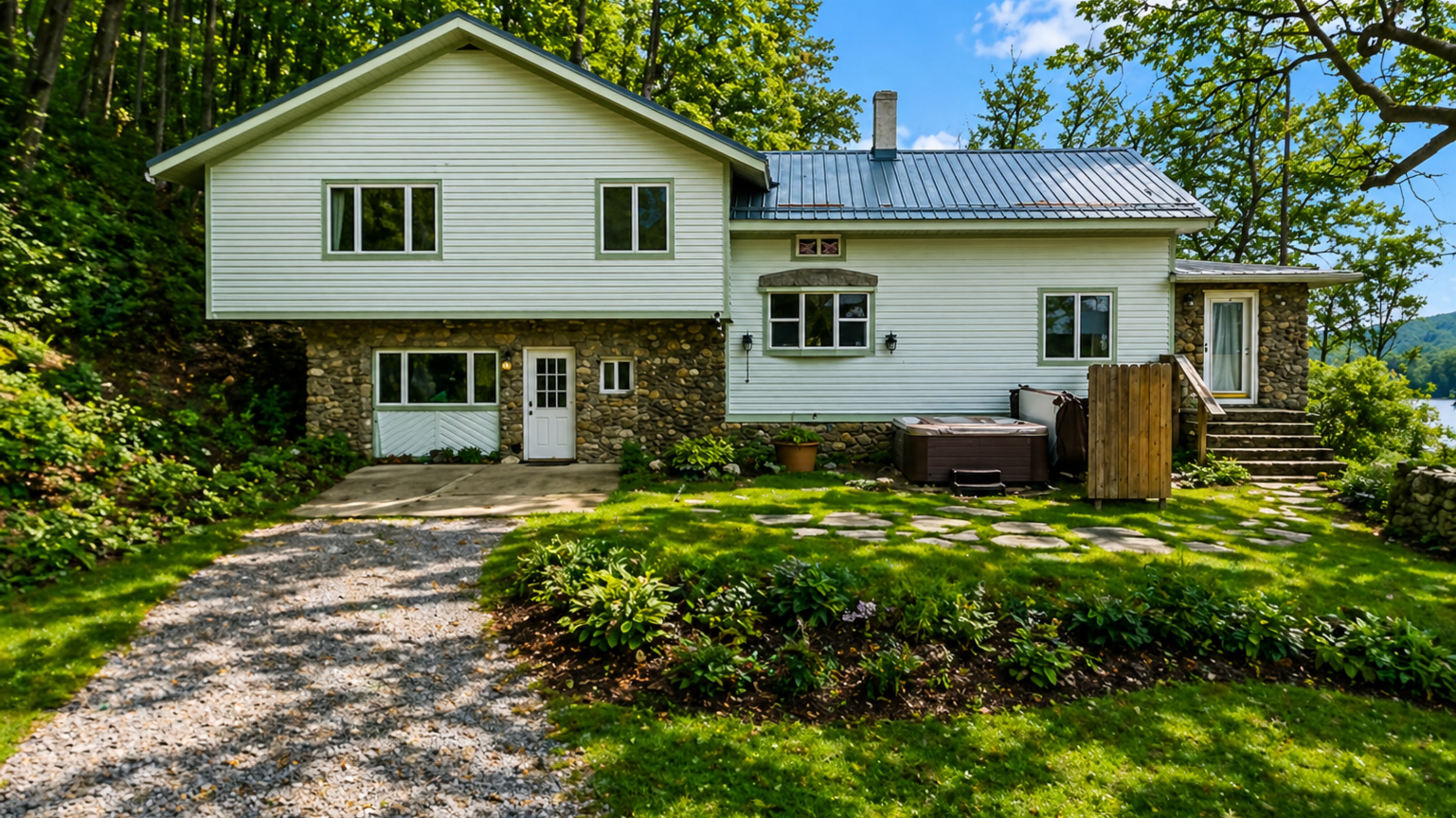 Front of the house with side yard access.