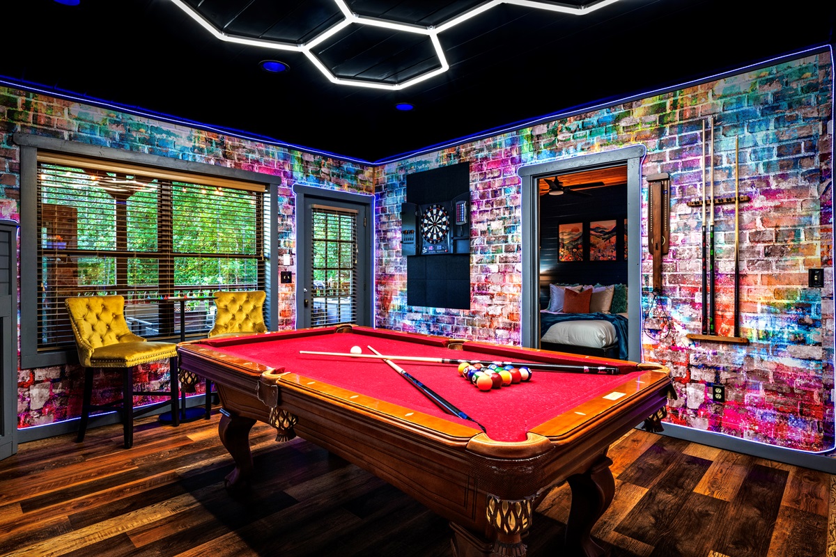 Exciting vibes all around in this unique game room with plenty of activities to choose from - fun for all ages and groups