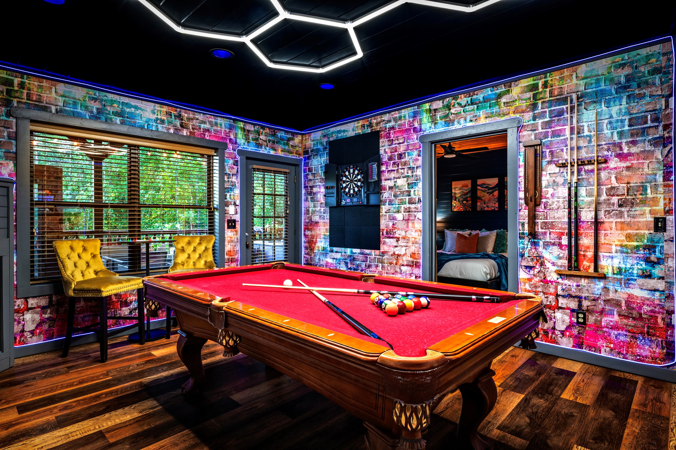 Exciting vibes all around in this unique game room with plenty of activities to choose from - fun for all ages and groups