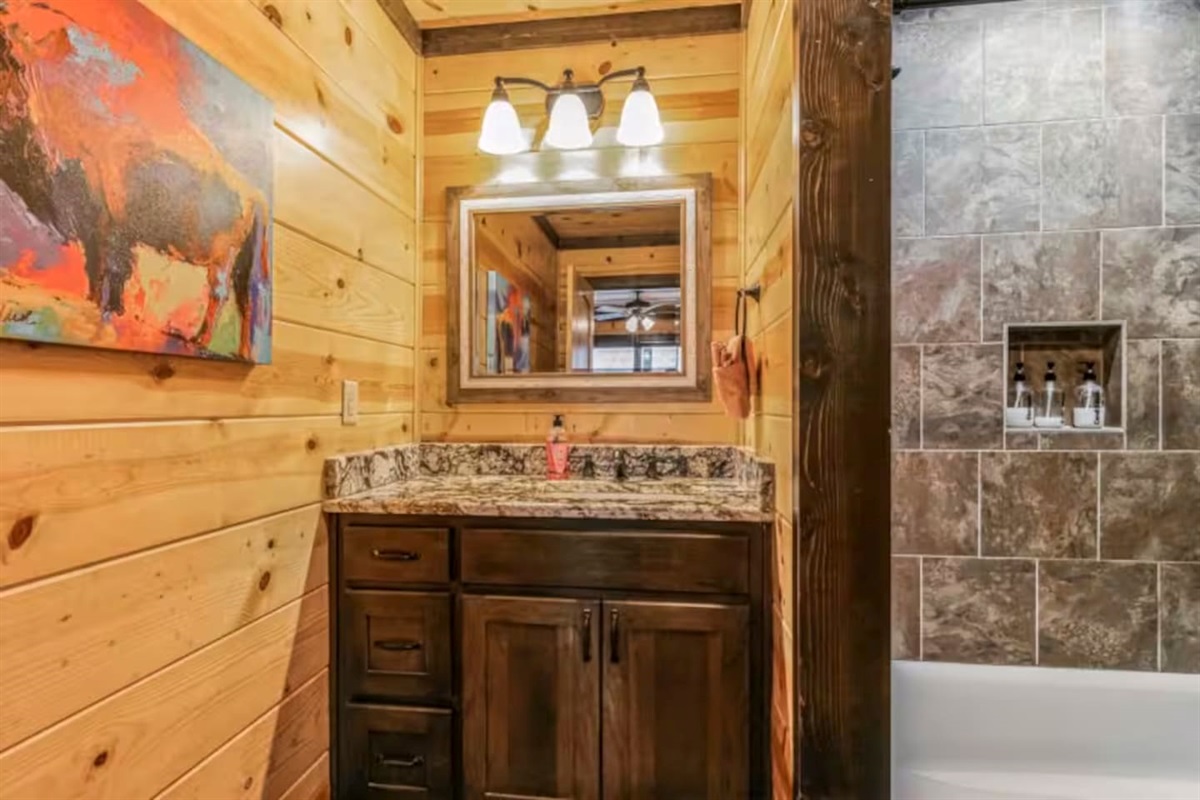 Spa‑style walk‑in shower after a trail day.