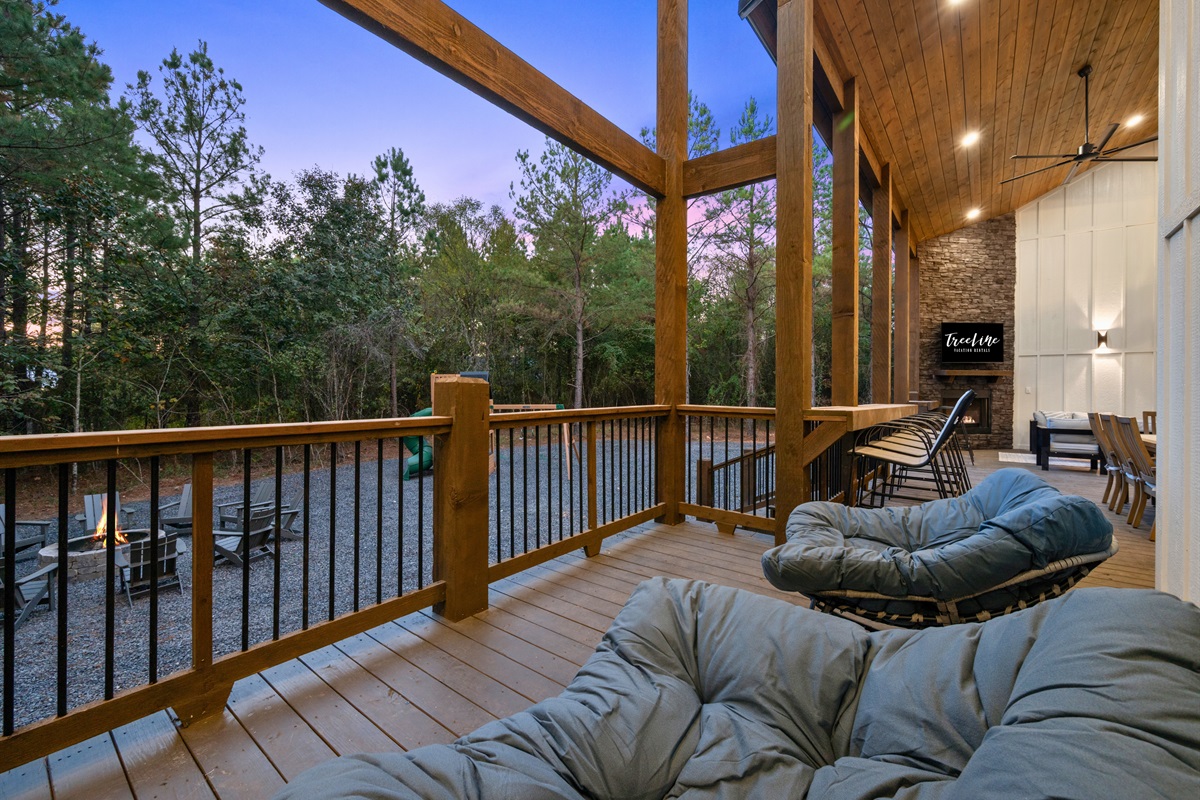 Plush outdoor seating invites you to kick back and enjoy the quiet moments between adventures.