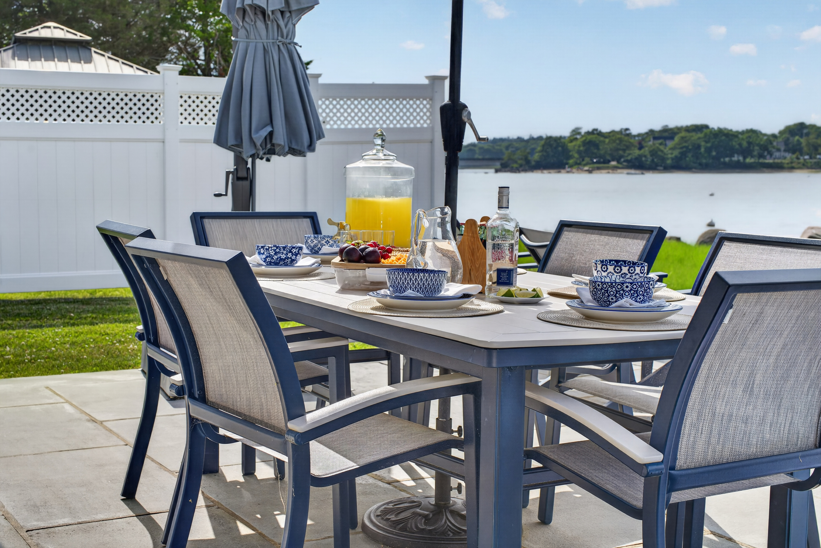 Enjoy al fresco dining on the waterfront patio with beautiful views of the water.