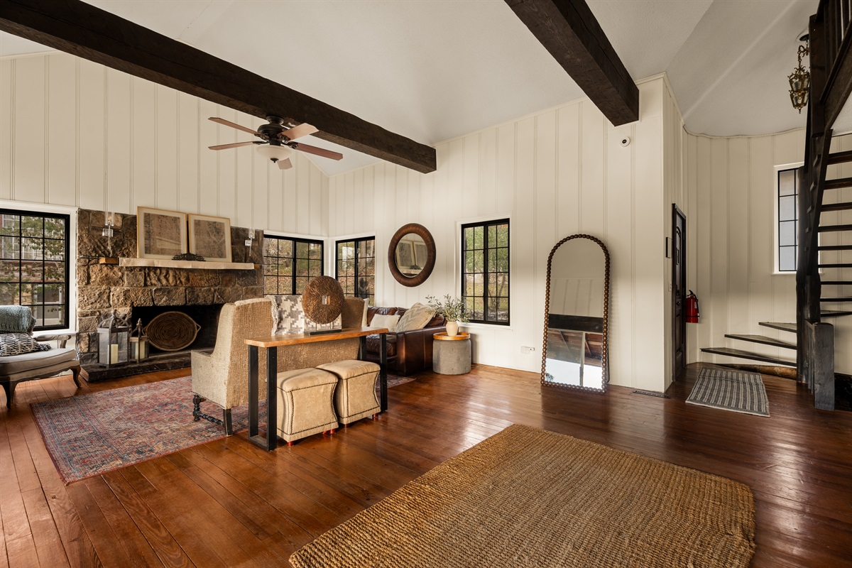 A dramatic living space that feels both grand and inviting