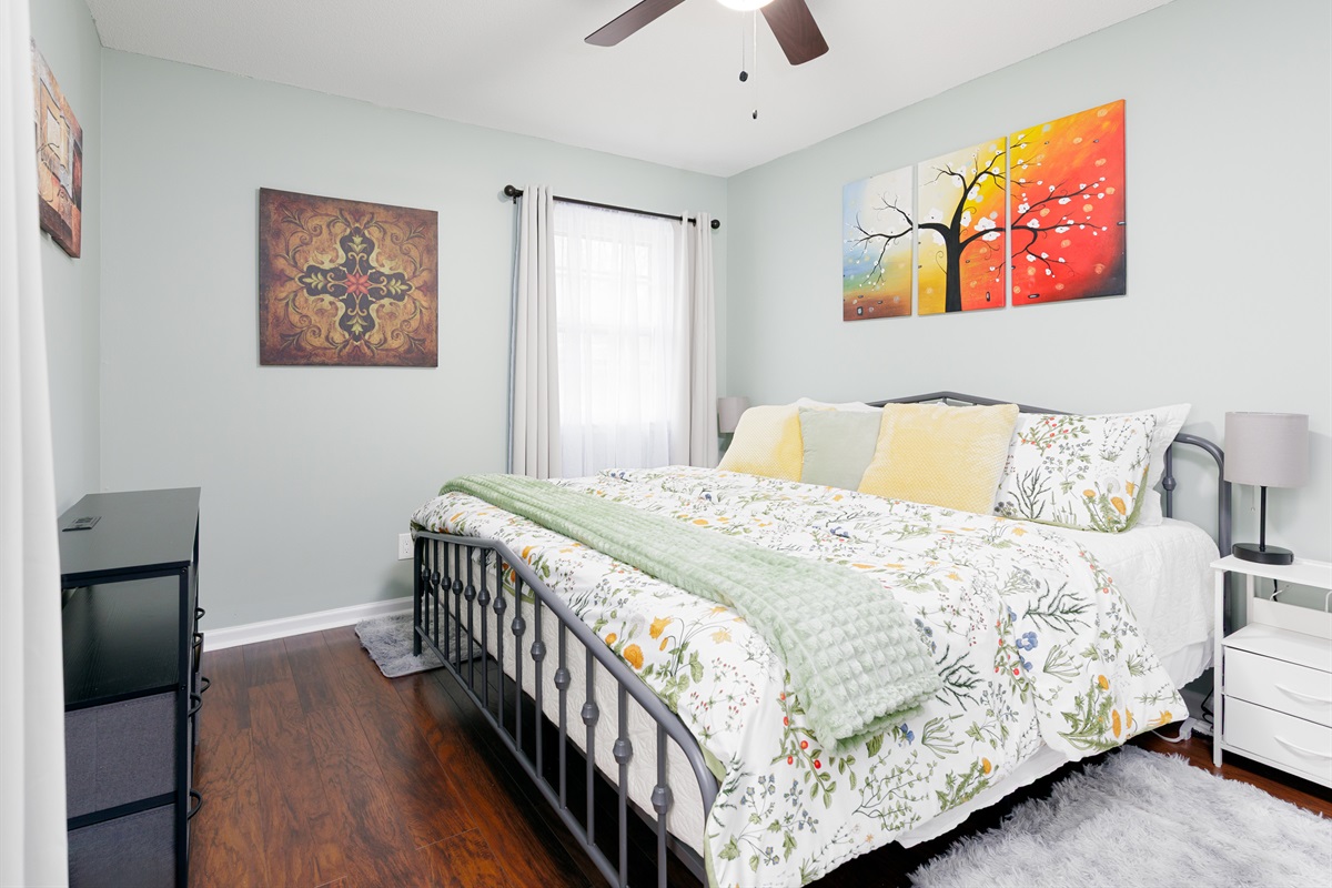 Primary bedroom layout showing closet access and an easy, functional room design.