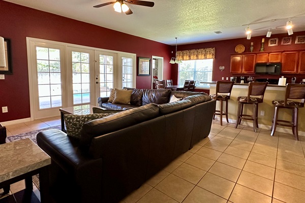 Living Area with access through french doors to the pool