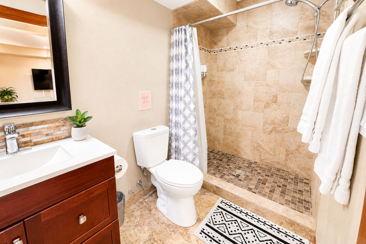 Unwind in unparalleled luxury in our basement retreat. Indulge in the plush comfort of a queen bed, rejuvenate in the convenience of an ensuite bathroom, and surrender to the ultimate relaxation with your own private sauna.