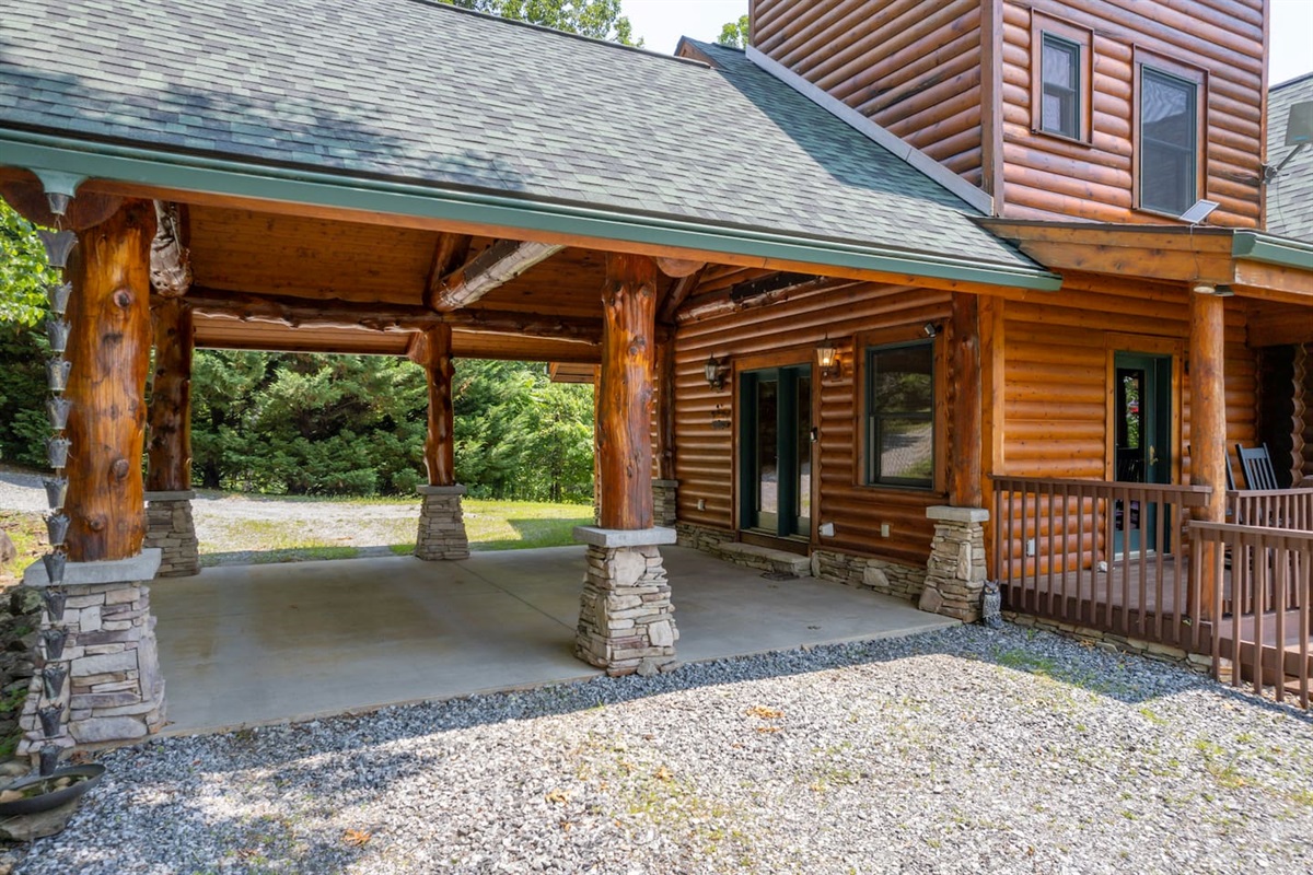 Covered parking at cabin.