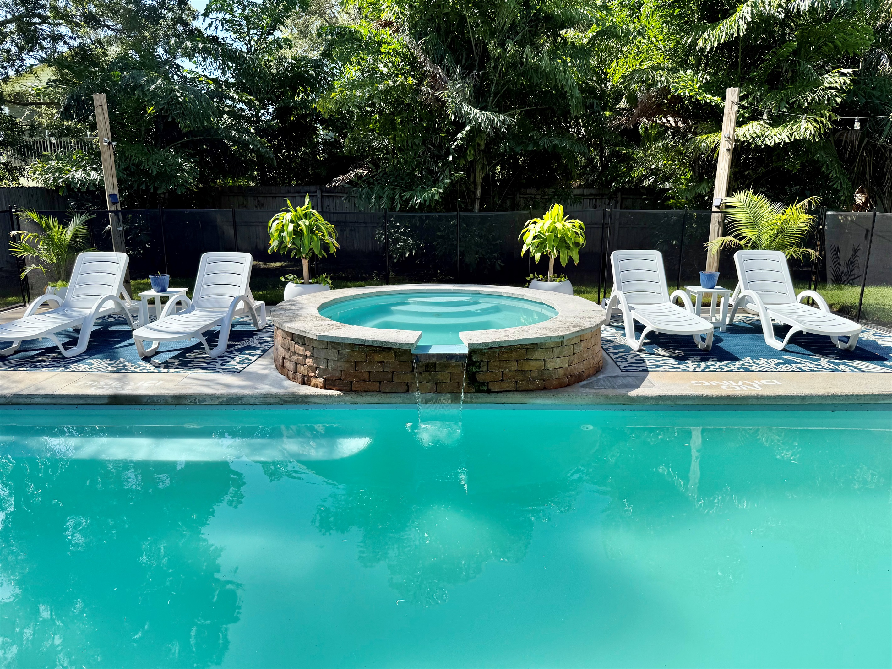 Great for morning laps, afternoon sun, and evening spa time.