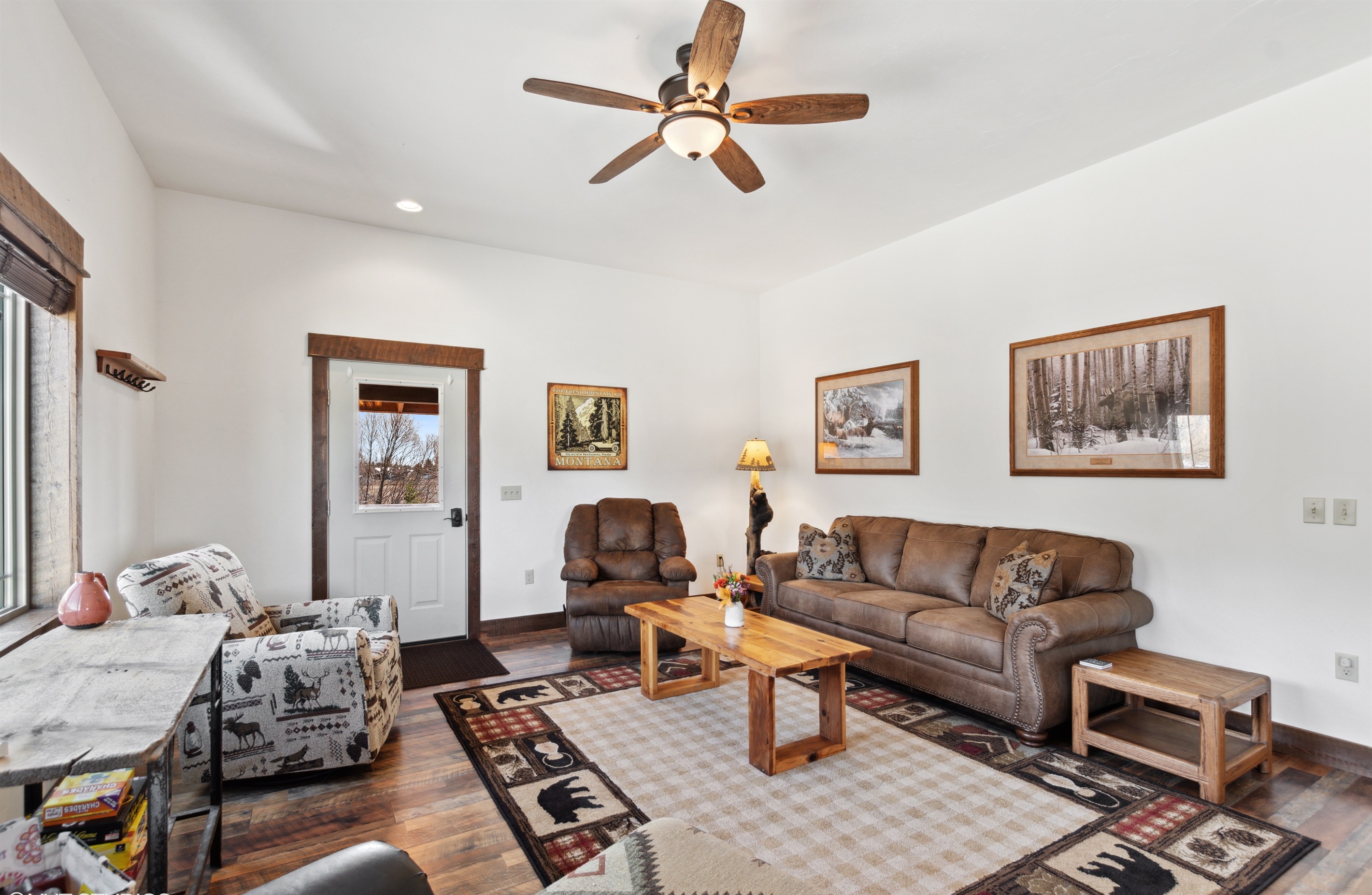 The living room sofa pulls out to make a queen size bed