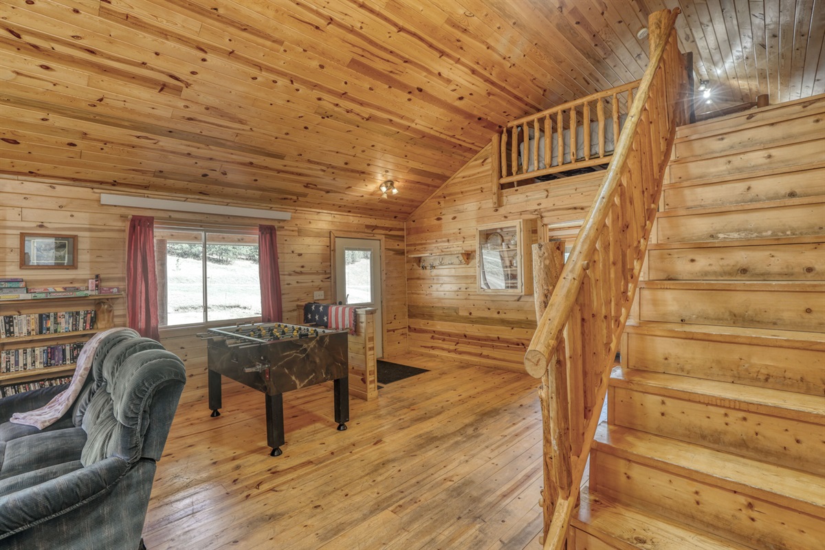 Stairs up to loft