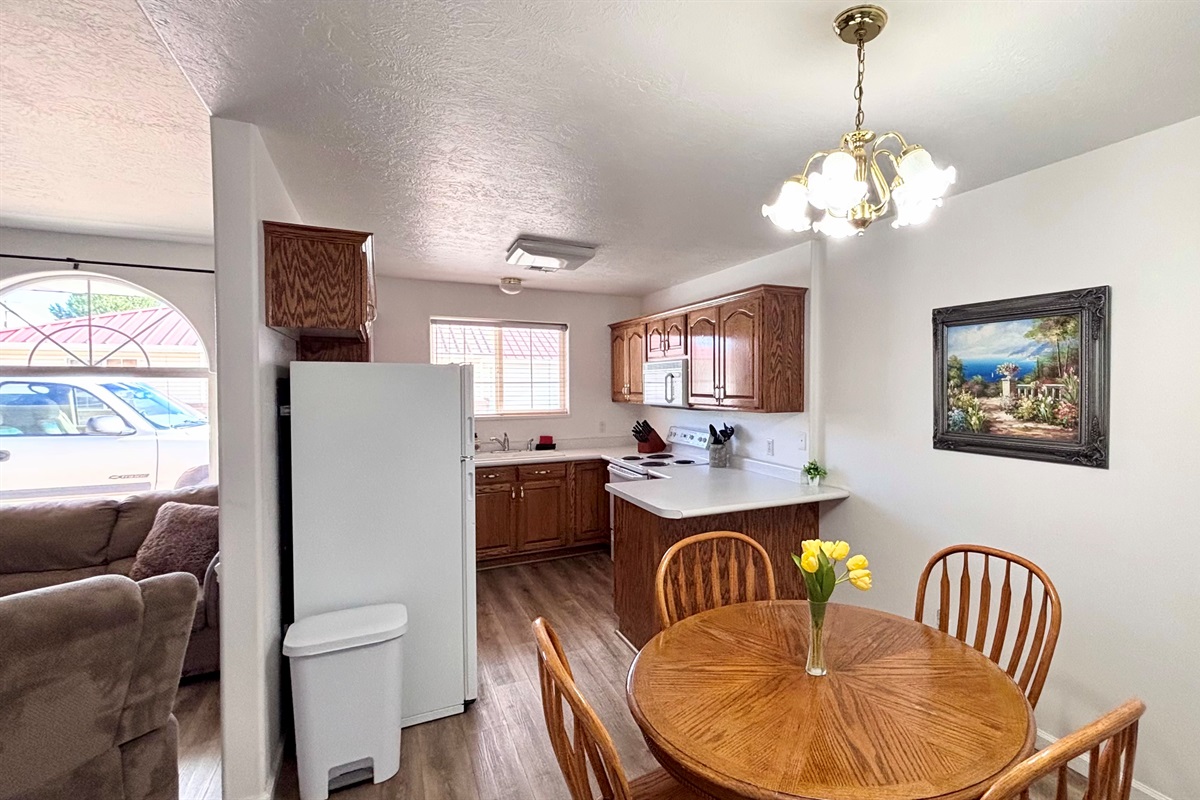 Dining area is just off the kitchen