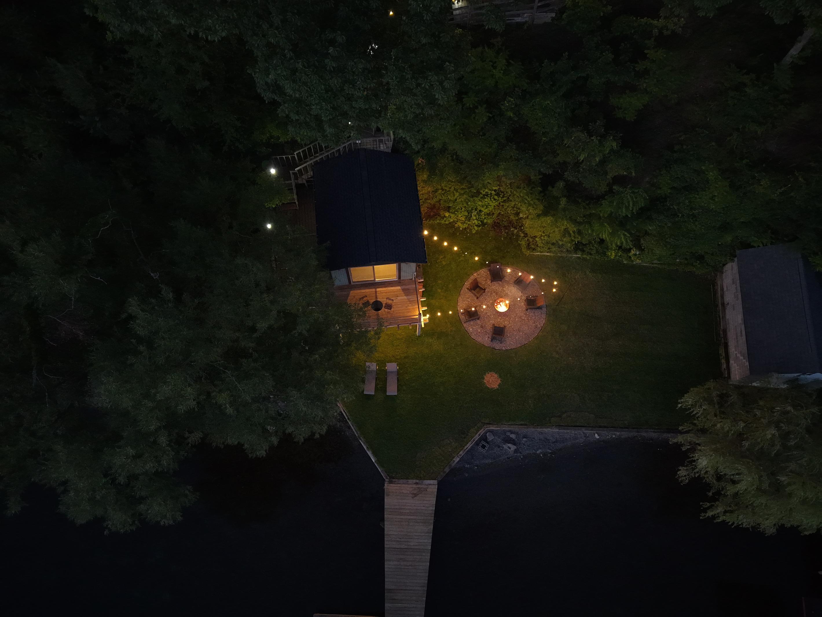 Waterfront Lawn | Fire Pit | Boat House | Lounge & Adirondack Chairs 