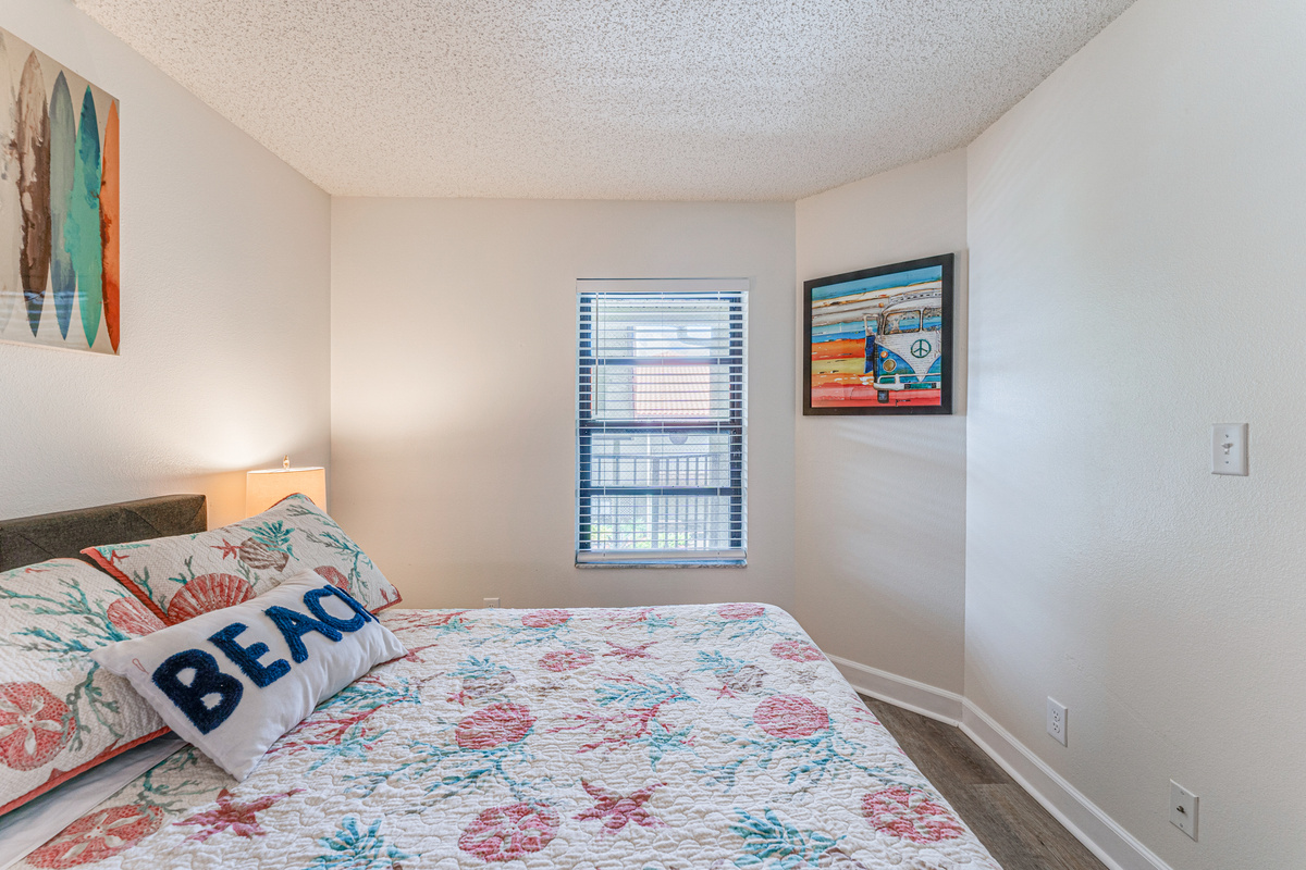 Cozy and welcoming, the guest bedroom provides a comfortable space for family or friends to relax and enjoy a restful night's sleep.