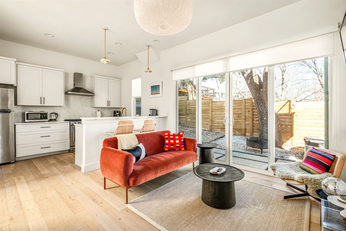 Modern living space perfect for relaxing, entertaining, or movie nights