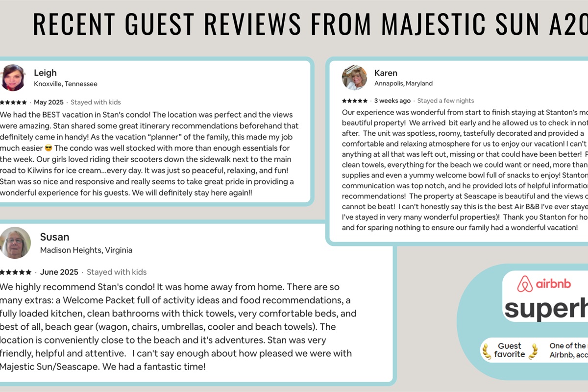 Recent Reviews from Happy Guests show that you are in good hands!