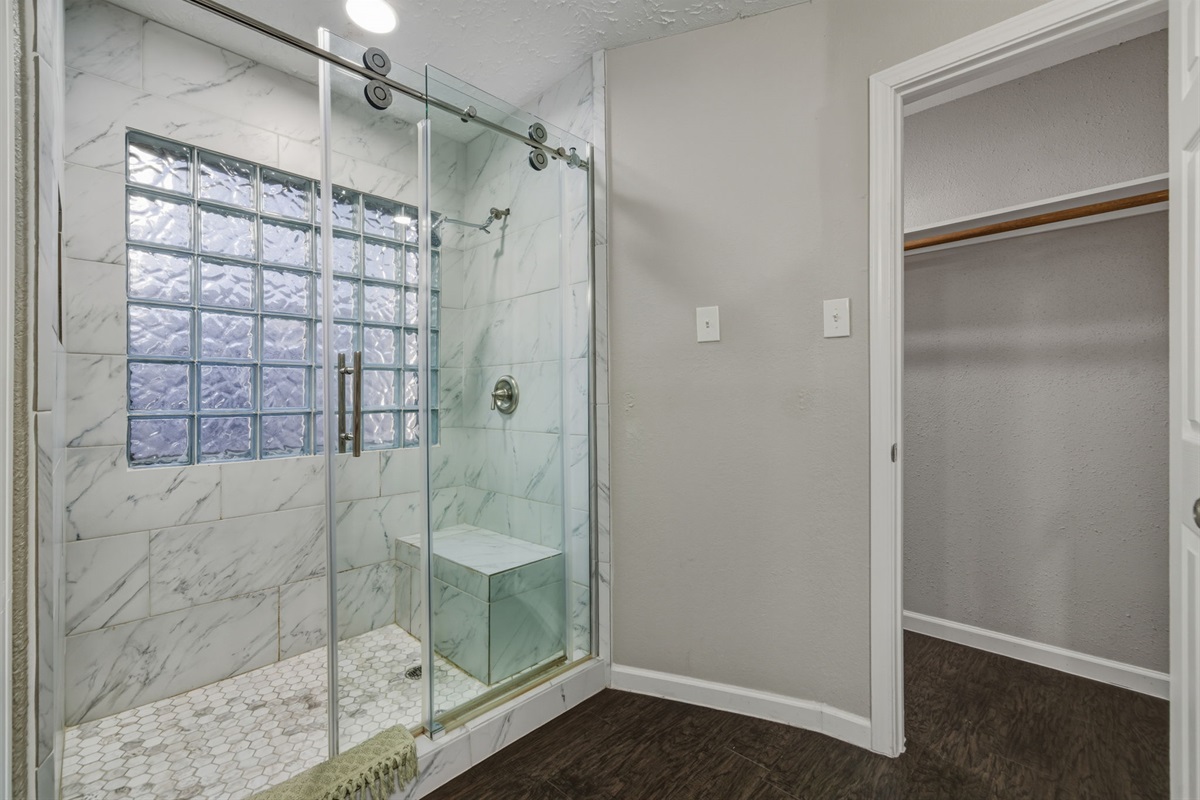 Clean, bright bathrooms stocked with essentials.