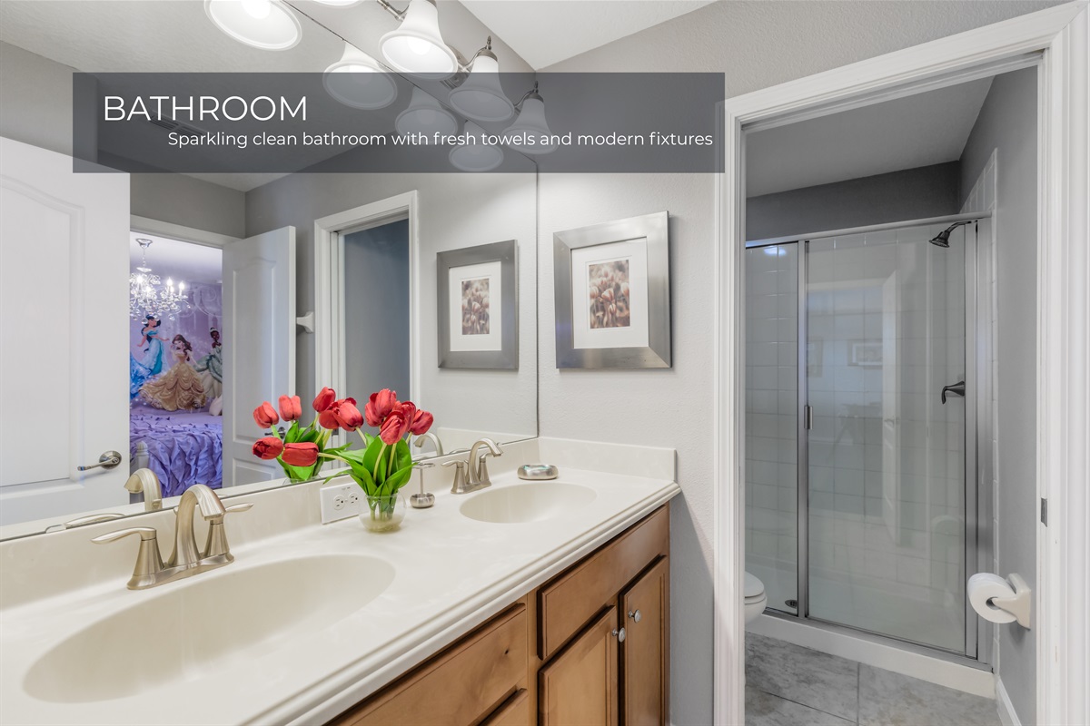 Each bathroom is clean functional and ready for your stay