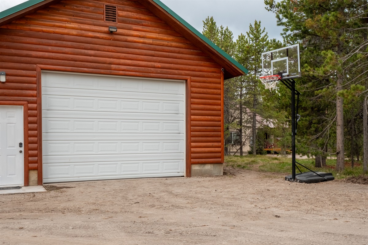 Garage Activity Center, Outside Basketball, Path to our neighboring Cabin for Reunions