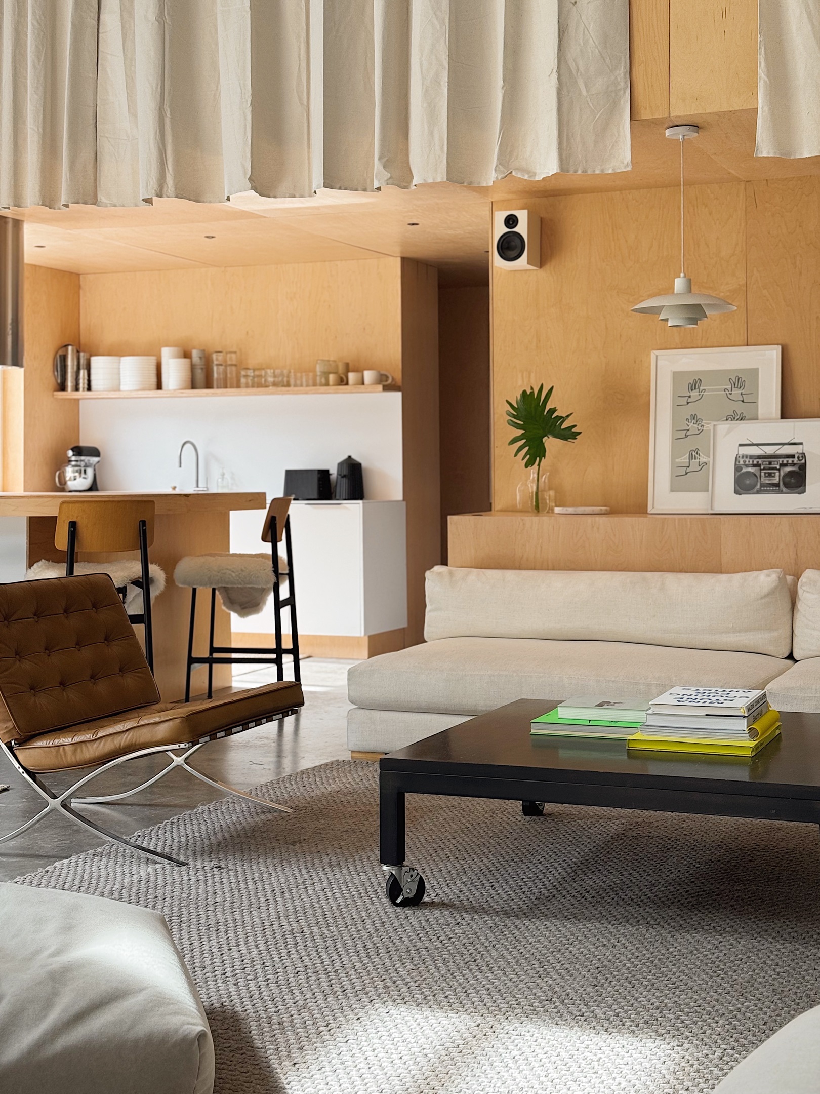 Open kitchen and living room.