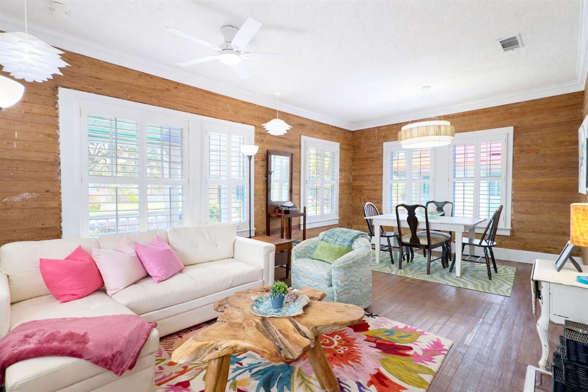 Unwind in a cheerful, sunlit room made for dining and lounging