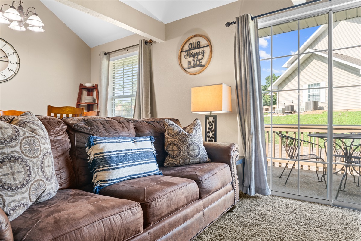 Sink into the sofa, open the slider, and ease into vacation mode.