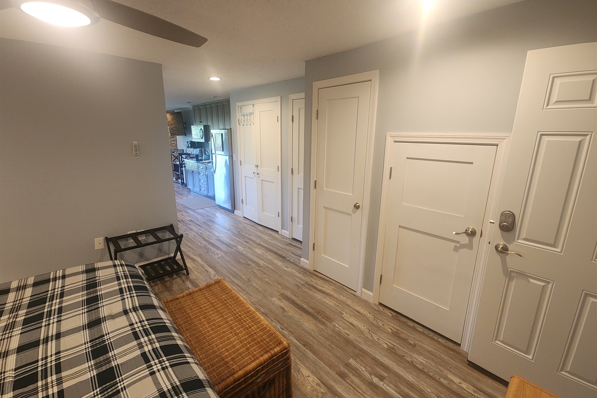 Hallway is open from Bedroom to Kitchen