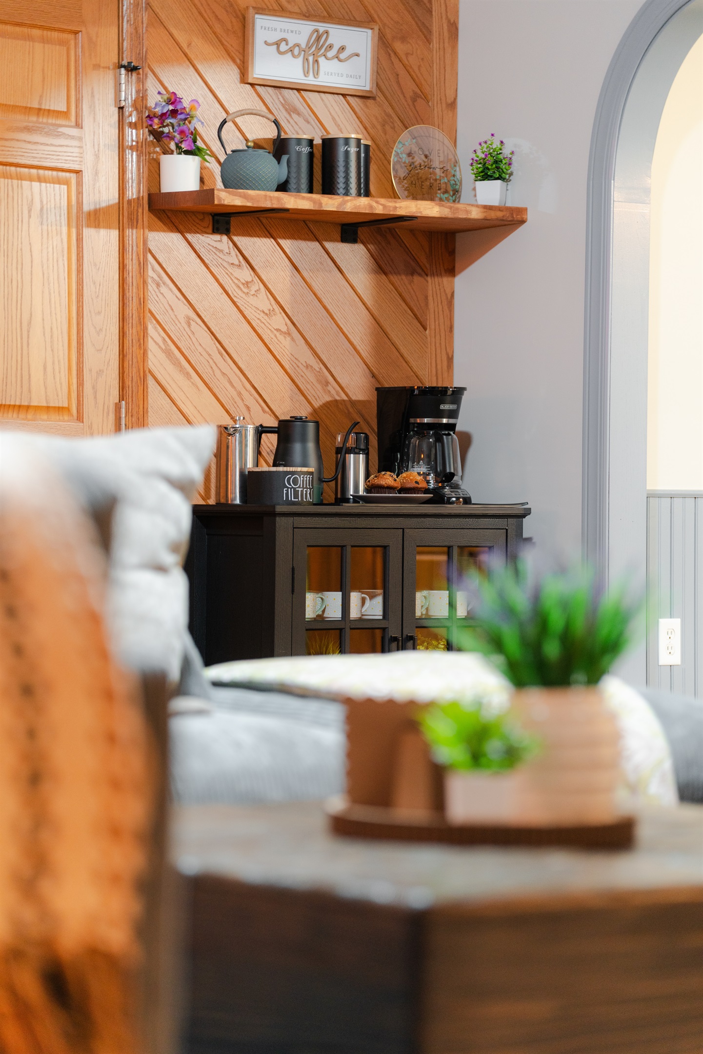 Help yourself to the coffee station and enjoy a fresh cup whenever you like.