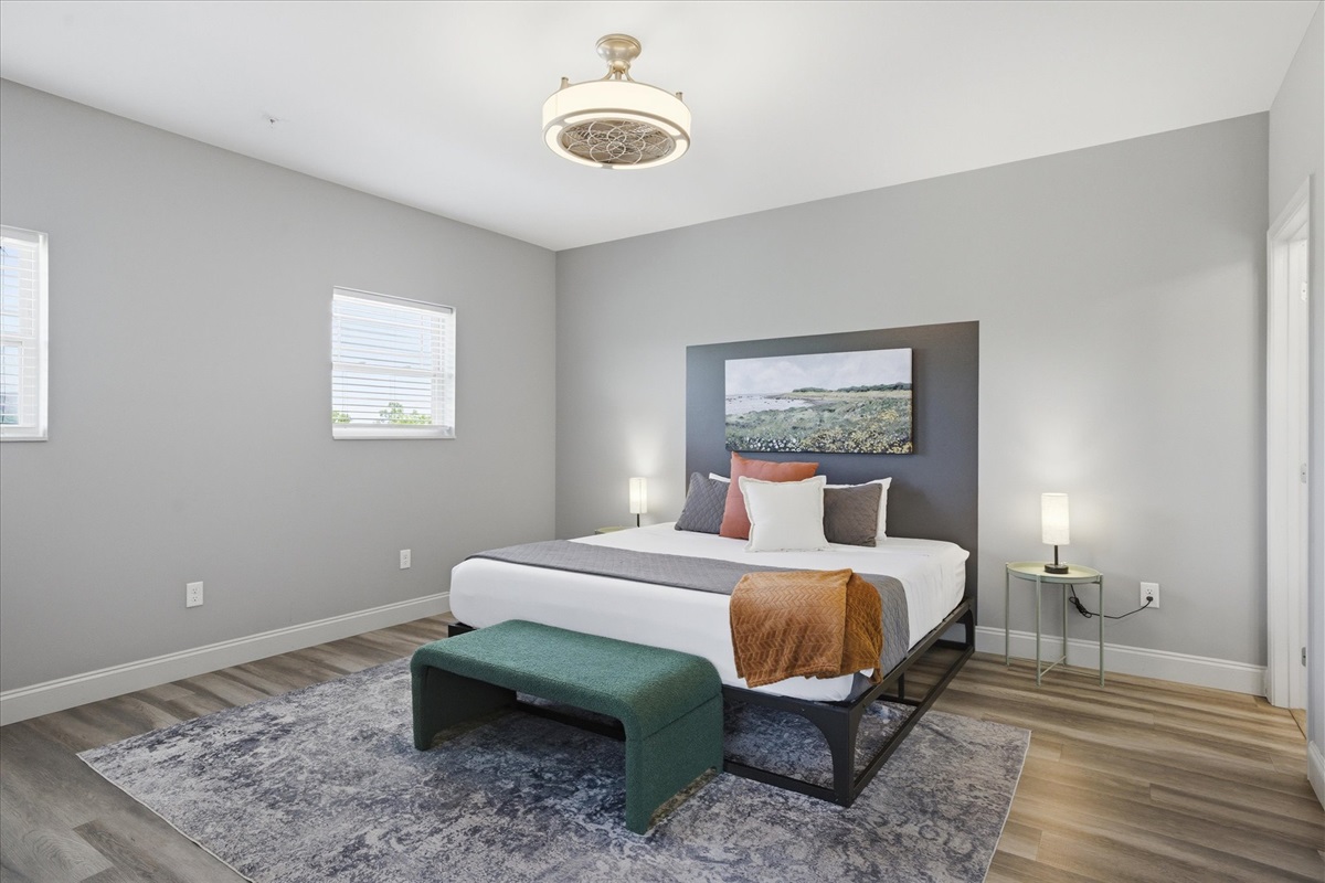 This room leans into comfort—simple, quiet, and designed to help you recharge. In Unit 3, the added space keeps it from ever feeling tight, even with everything you need close by.