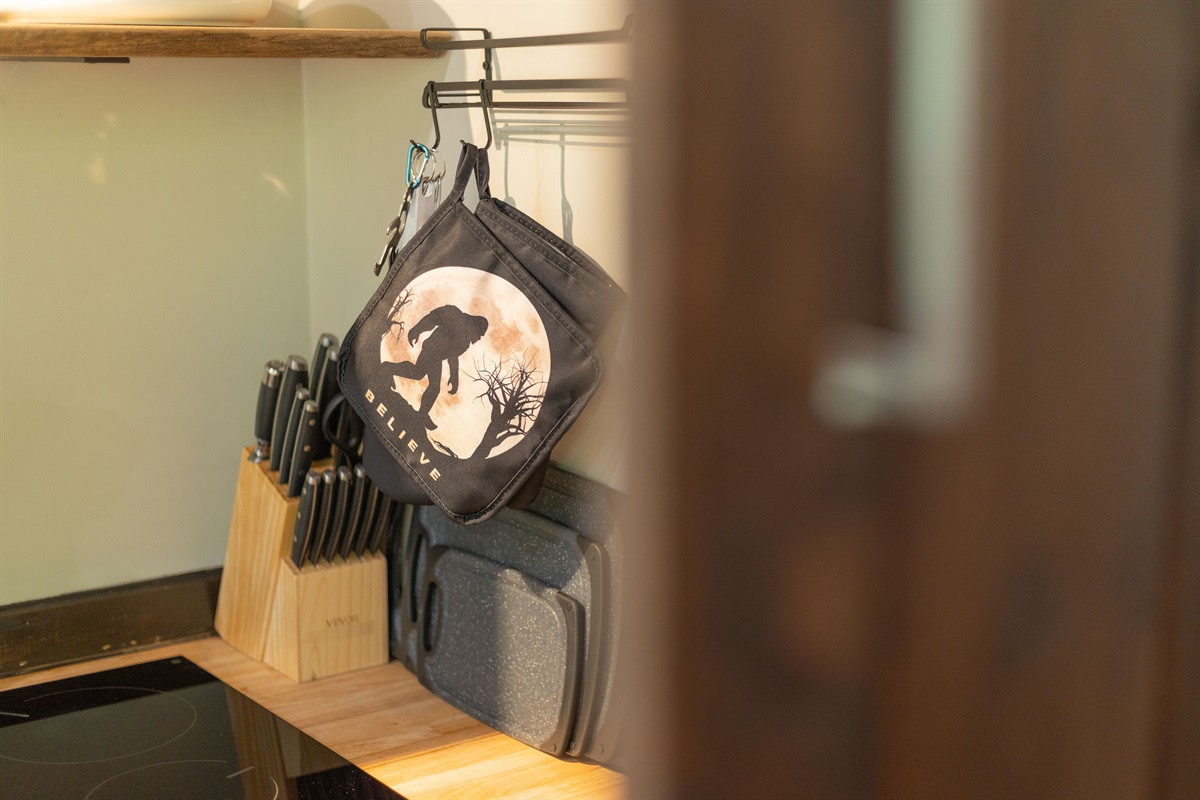 Even the smallest details carry the fun Bigfoot theme throughout the bungalow.