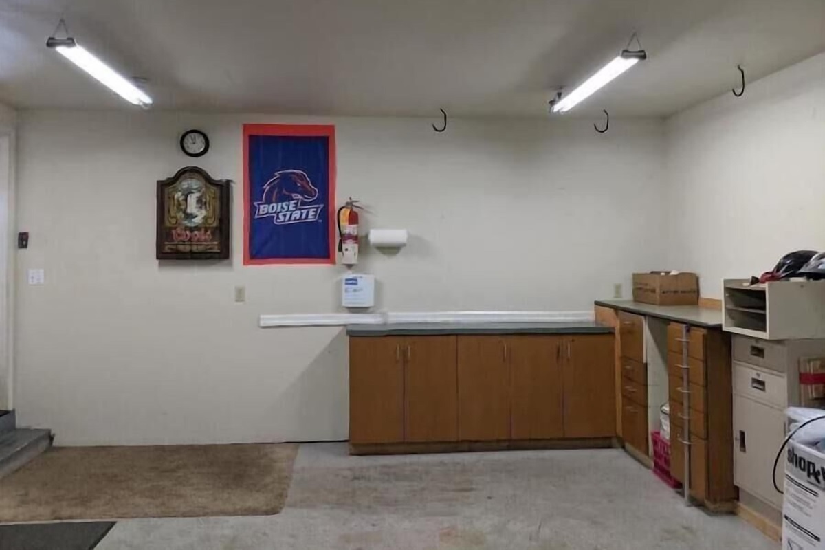 garage with dart board