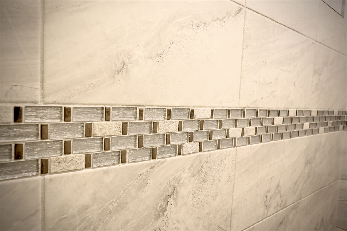 Beautiful accent tile in master shower