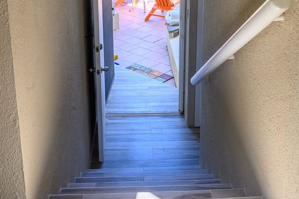 Stairs leading to guest bedroom (from kitchen)