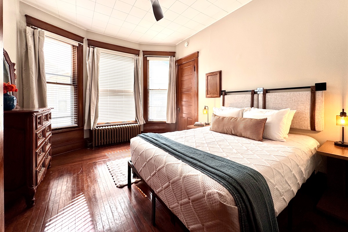 Huge windows to let the light in, room darkening shade when you want to hibernate.
