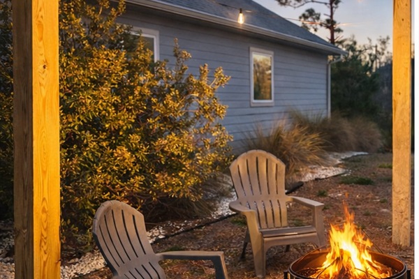 Relax under the stars with our private outdoor fire pit perfect for family fun and cozy evenings