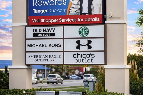 1.3 miles to Tanger Outlet Mall 