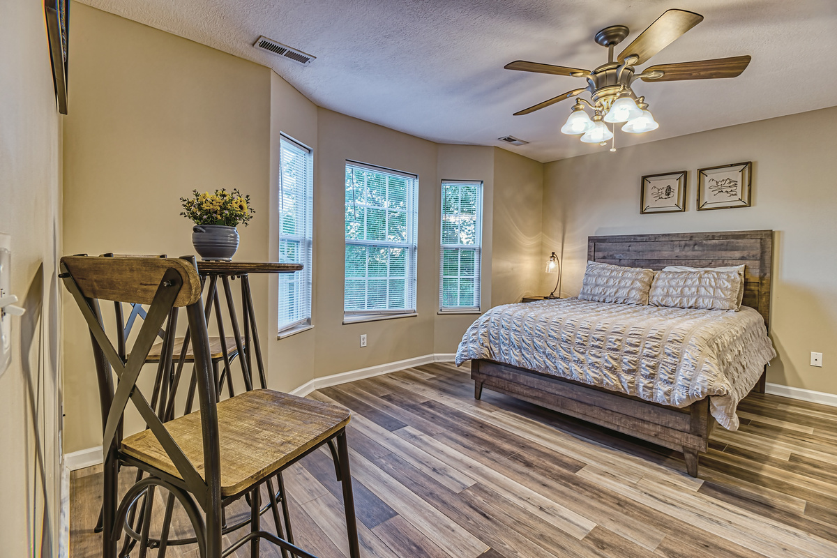 Queen size bedroom and closet. 