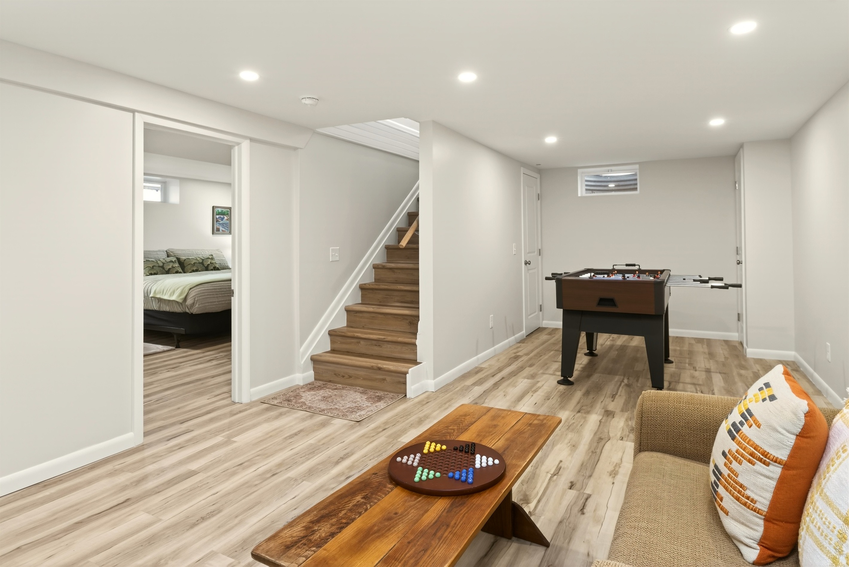 Lower level common area with foose ball table