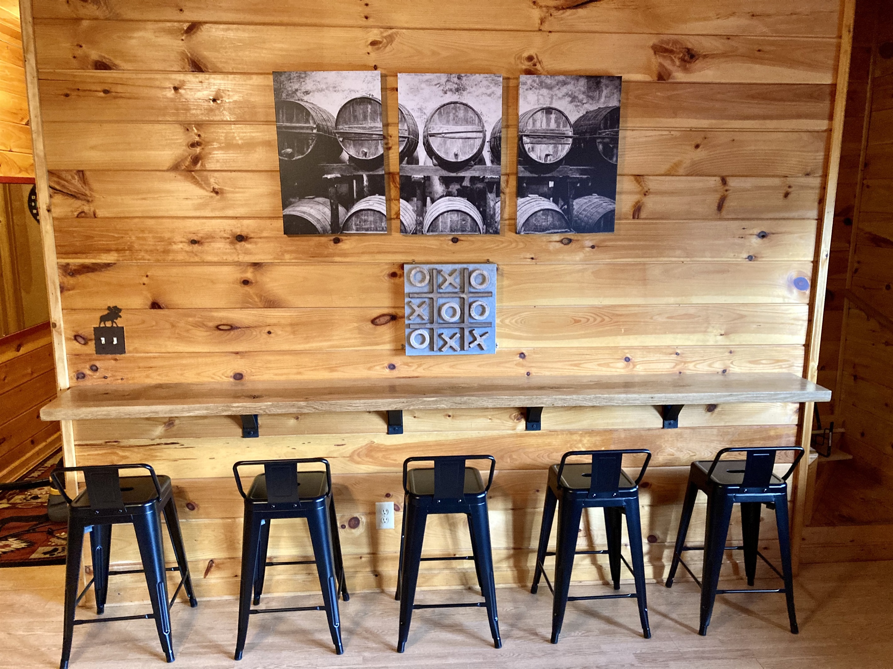 The basement game room is one of our favorite places to hang out!