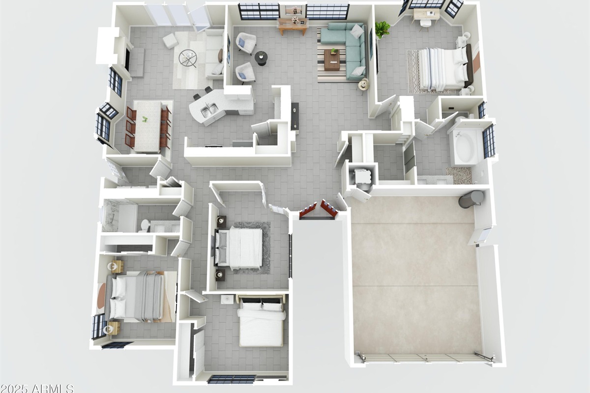 1-Level Floor Plan: 4 bedrooms, 2 bathrooms
