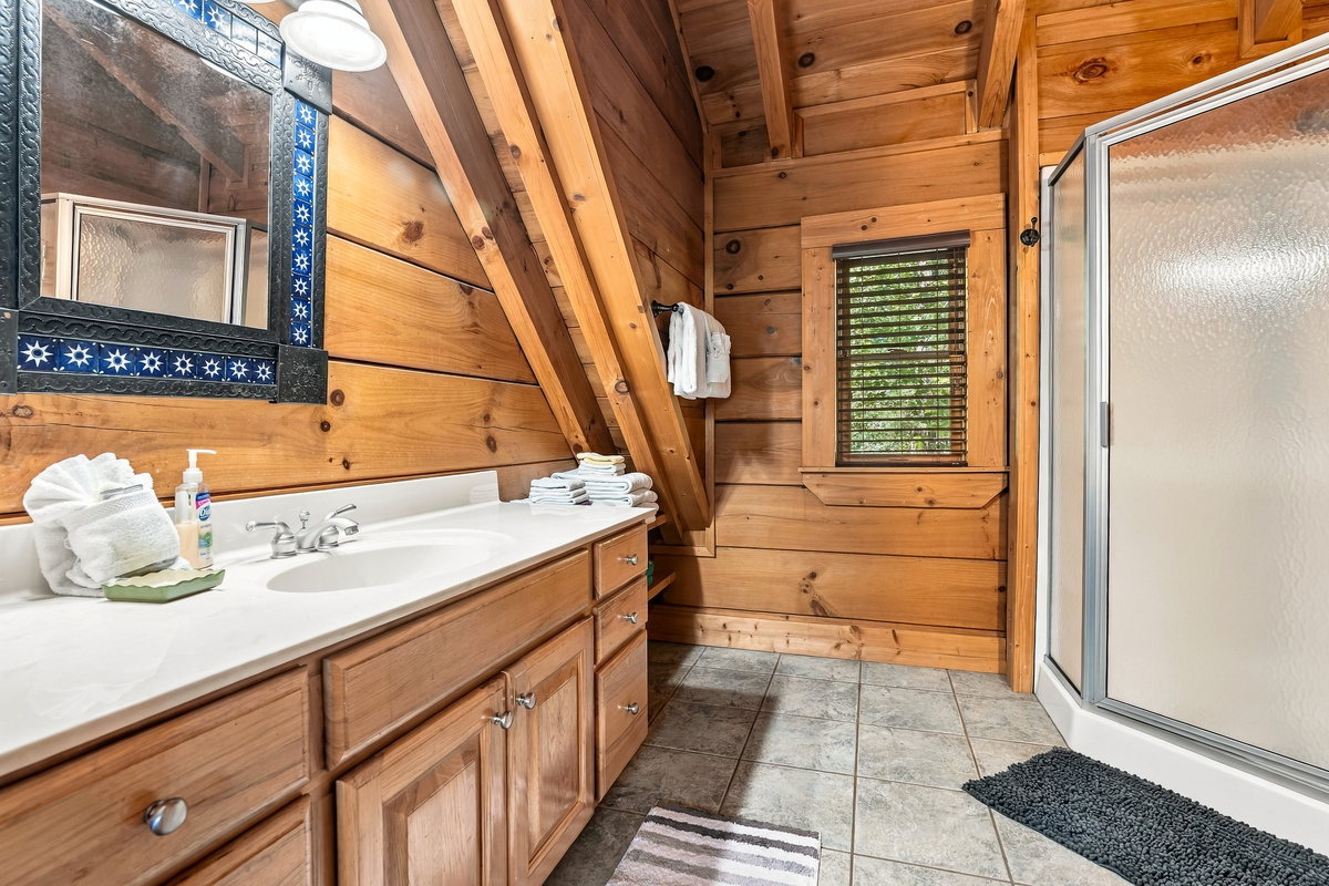 Upstairs Bathroom with a Shower