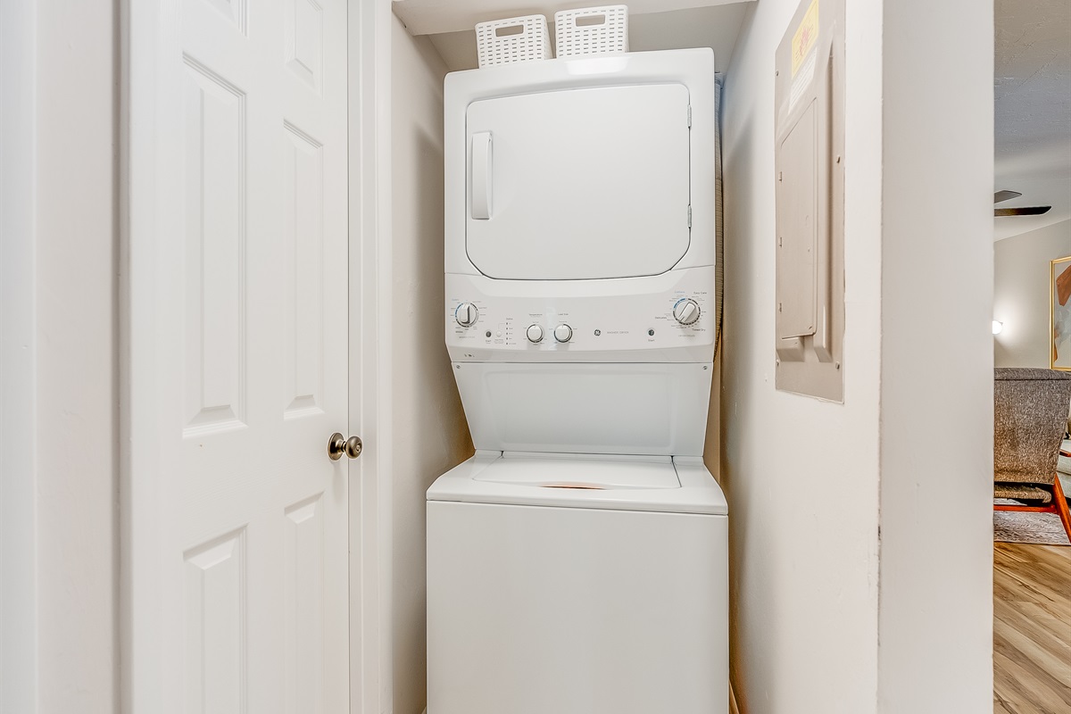 The in-unit washer and dryer make longer stays easy and convenient.