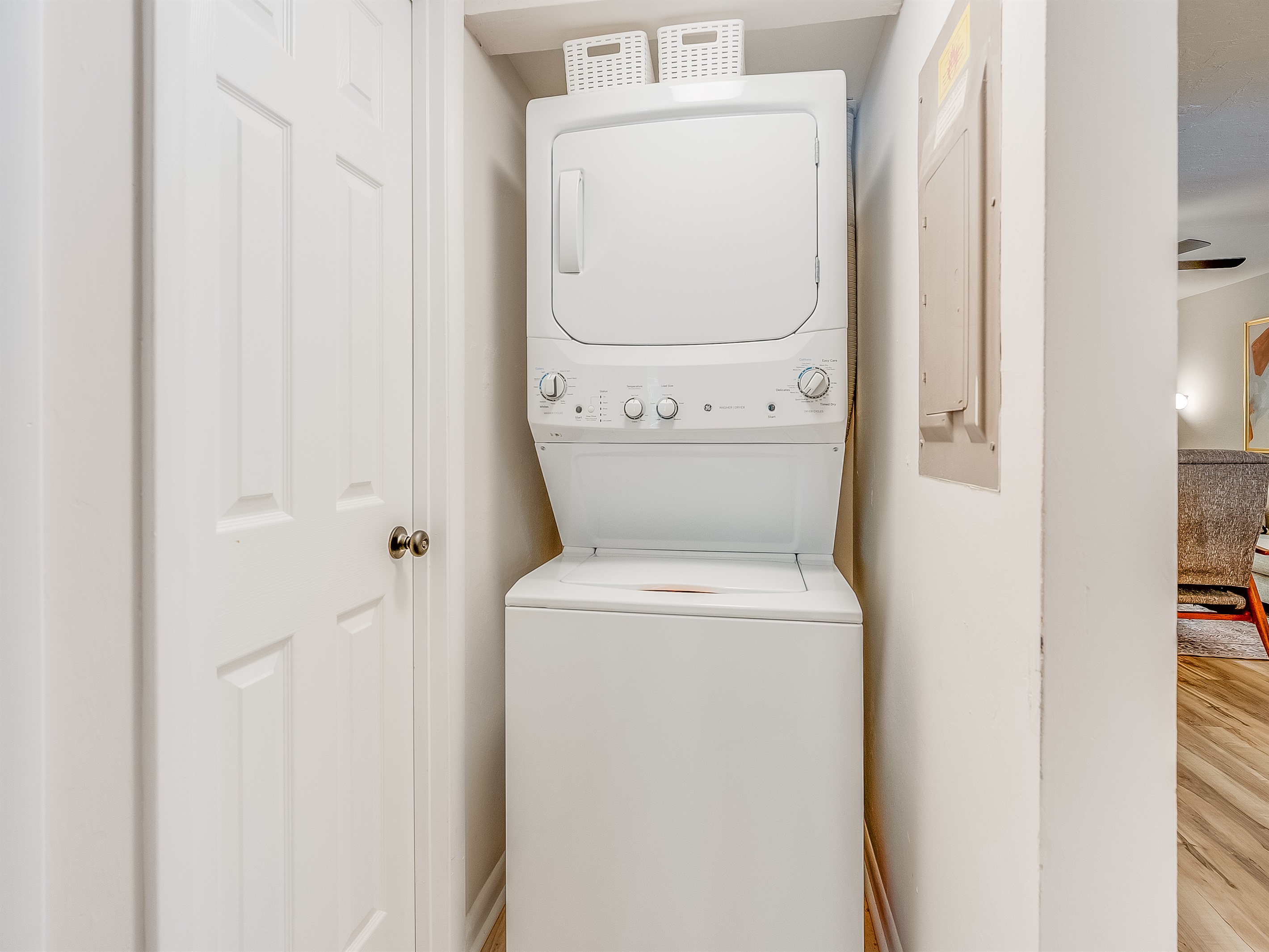The in-unit washer and dryer make longer stays easy and convenient.