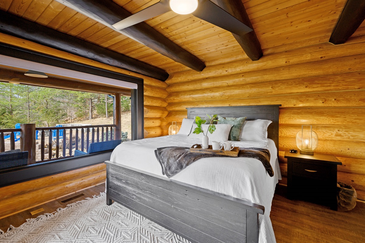 Main level bedroom with a view