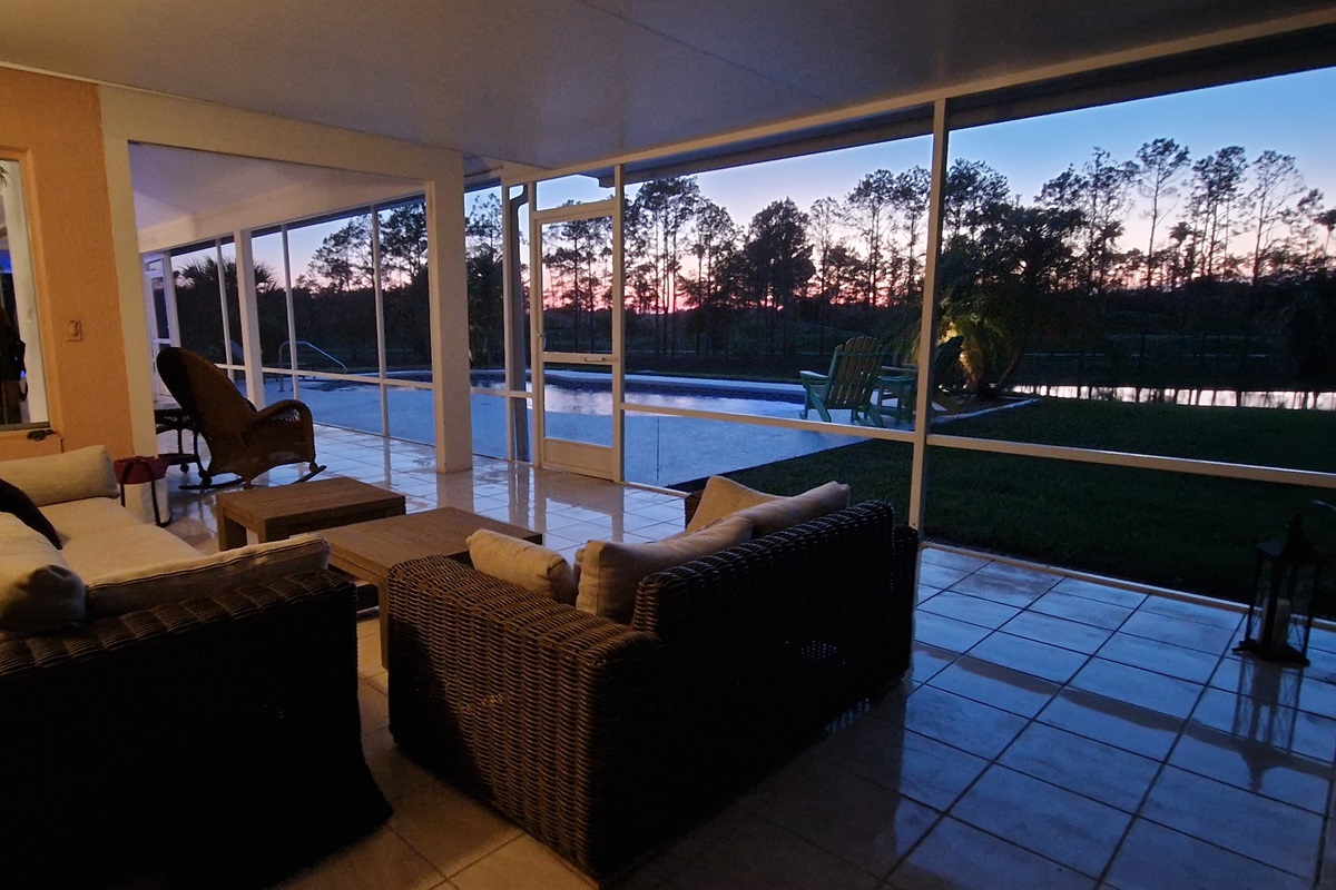 Lanai seating to enjoy the sunsets 