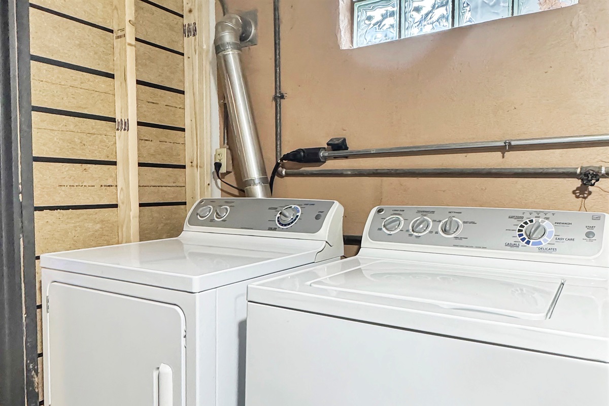 Lower level washer dryer for your traveling convenience.