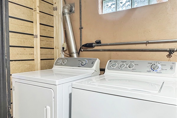 Lower level washer dryer for your traveling convenience.